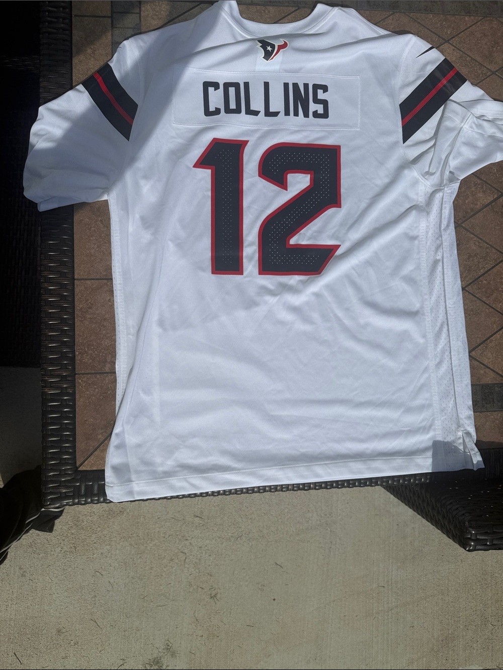 Nike White Houston Texans #12 Football Jersey with Black and Red Accent - Picture 4 of 4